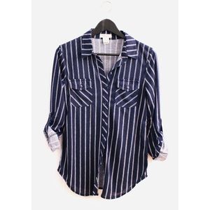 Navy Blue Striped Button-Down (Size Small)
